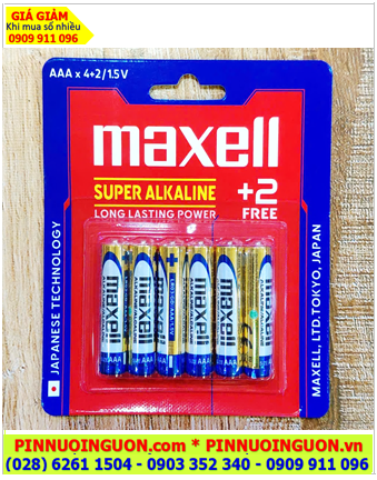Maxell LR03 (GD), Pin AA 1.5v Super Alkaline Maxell LR03(GD) chính hãng (Loại vỉ 06 viên)